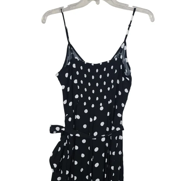 J. Crew Black White Polka Dot Belted Sleeveless Jumpsuit 8 - Picture 5 of 9